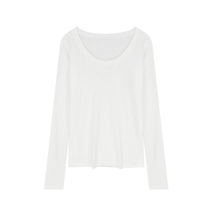 alex stevens叠穿神器圆领白色打底衫女春秋chic内搭长袖t恤上衣
