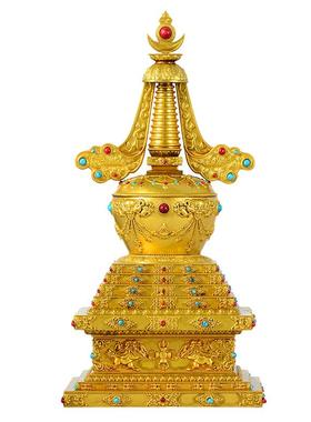 客厅家用佛塔铜鎏金宝塔摆件