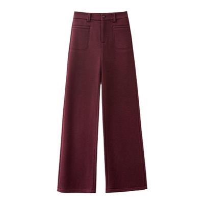 韩氏伊人窄版阔腿裤女2024新款秋冬加绒休闲小个子高端羊毛呢裤子