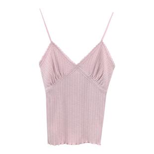 eihey诶嘿内搭纯色花边吊带时尚辣妹穿搭多色背心紧身短上衣女