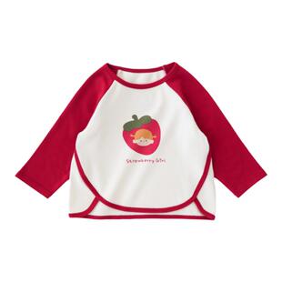 YOUGE幼歌 婴幼儿草莓女孩撞色舒适打底衫绵软柔弹亲肤上衣长袖潮