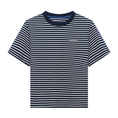美特斯邦威学院细条纹短袖T恤