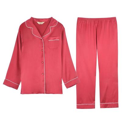 美标红色100%桑蚕丝家居服套装