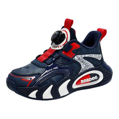 巴布豆男童春秋款防水皮面运动鞋