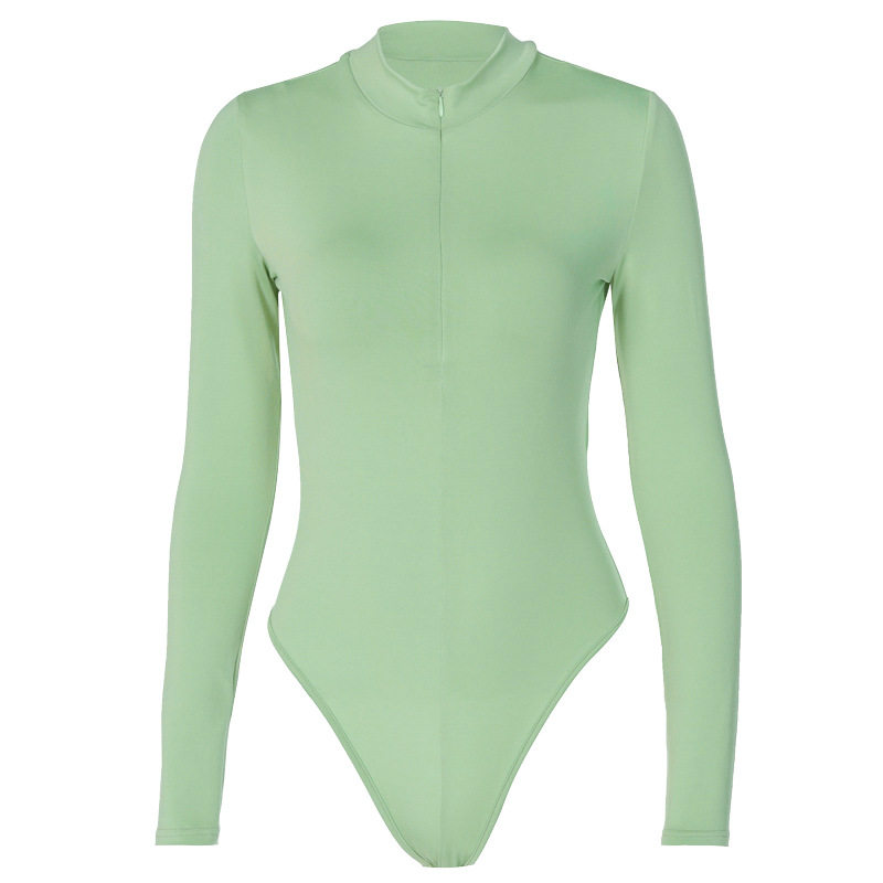 Bodysuit 秋冬打底加绒连体衣女 2022欧美性感长袖紧身三角连身裤
