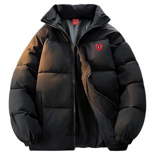 查尔斯桃心 棉衣男立领加厚防寒秋冬季棉袄美式潮牌情侣面包棉服