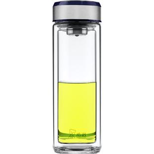 希诺双层玻璃杯水杯男礼盒商务家用口杯喝水过滤泡茶杯子办公室