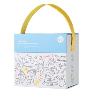 三年二班×笔方说直液式丙烯软头马克笔小学生美术专用水彩笔幼儿园水笔可水洗画笔颜色笔拍立得涂鸦笔F