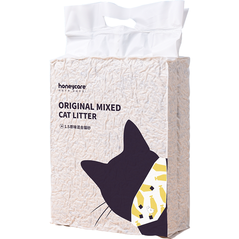 Honeycare原味混合猫砂2.75kg*3袋装强效除臭可冲厕好命天生