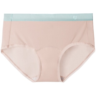 夏日清冷感 冰丝爱心印花内裤女7A抑菌加长裆薄软性感奶皮三角裤