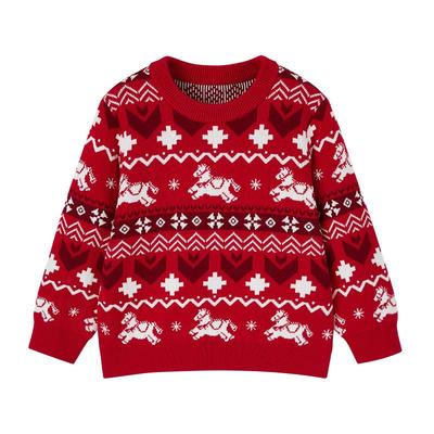 全棉时代儿童毛衣男童冬季新款男孩圣诞红色毛衣加厚仿羊绒衫