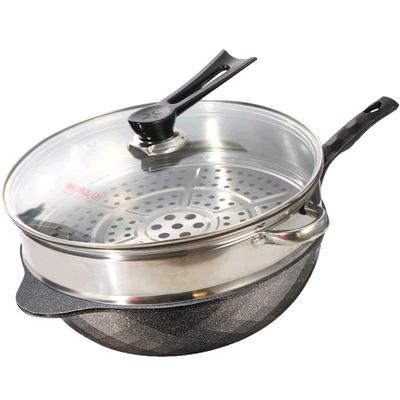 麦饭石锅不粘锅炒锅燃气灶专用