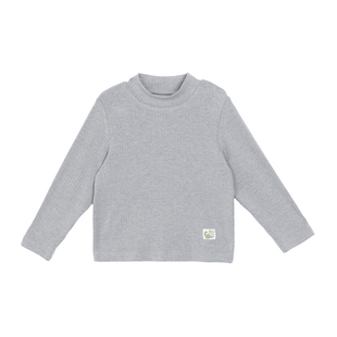 小O爸男婴童 宝宝长袖打底衫a类内搭软糯坑条婴儿半高领T恤上衣