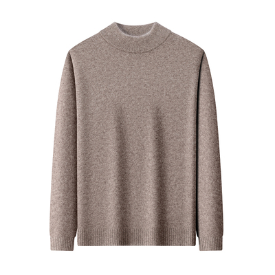 啄木鸟男士100%纯羊毛半高领毛衣男冬季羊绒衫加绒加厚打底羊毛衫