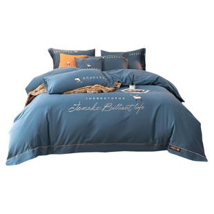 高端轻奢风纯棉磨毛四件套秋冬全棉加厚保暖床单被套床笠床上用品