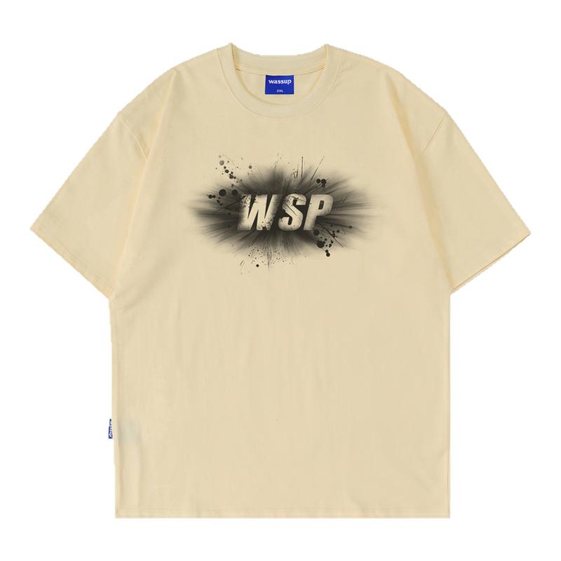 WASSUP美式喷绘字母T恤短袖男女