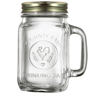 利比公鸡杯高颜值吸管杯梅森玻璃杯带把复古罐头燕麦杯带盖水果杯