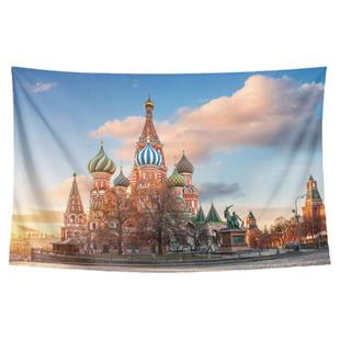 俄罗斯克里姆林宫红场地标建筑写真小众墙壁装饰海报背景布挂布毯