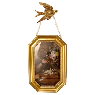 法式复古金色雕花相框浮雕摆件卧室床边钟表家居软装饰壁挂艺术框