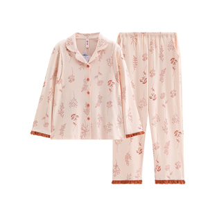 芬腾月子服纯棉女士长袖睡衣春秋孕妇套装a类产后喂奶哺乳家居服