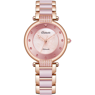 卡罗莱时尚女士手表机械表防水陶瓷带气质品牌正品女表潮