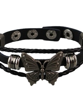 复古暗黑蝴蝶手链编织手绳手环