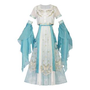 汉服女夏国风汉元素手袖上衣敦煌飞天西域演出服半身裙新中式套装