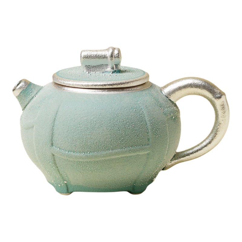 里作日本银露手工茶壶高级创意手工银粒泡茶器带过滤功夫茶具鎏银