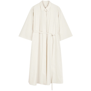 LESS假两件衬衫连衣裙春秋休闲通勤匹马棉七分袖宽松裙2O7G11970