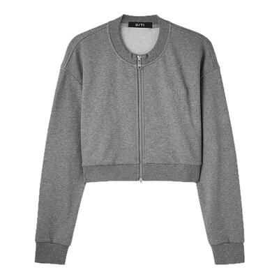 U/TI双拉链闪粉卫衣女简约正肩短款毛圈休闲上衣尤缇2025秋季新款