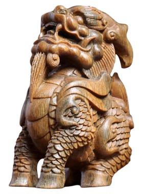 绿檀木神兽小摆件创意书房镇纸