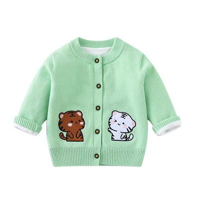 秋冬男女宝宝针织开衫加绒加厚