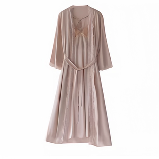 高级感法式蕾丝带胸垫维多利亚真丝性感纯欲睡衣女款吊带睡裙套装