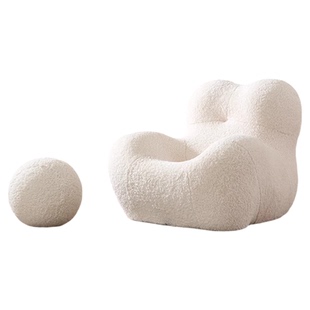 妈妈的怀抱懒人沙发网红奶油风客厅羊羔毛单人沙发椅设计师休闲椅