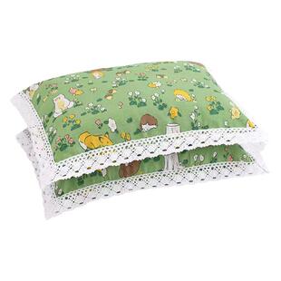 原棉老粗布枕套儿童成人卡通简约风透气吸汗耐用可拆洗枕套通用