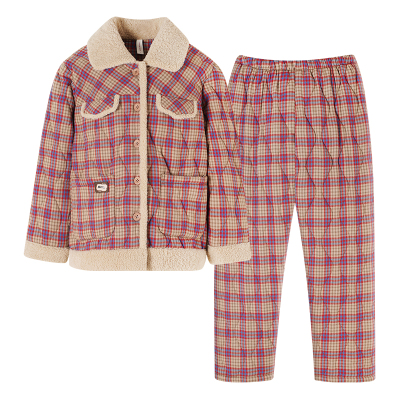 冬季睡衣女三层加厚加绒梭织纯棉