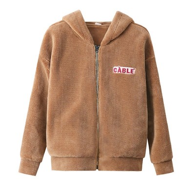 2022秋冬季韩版气质减龄羊羔绒外套女双面绒大码女装大衣连帽卫衣