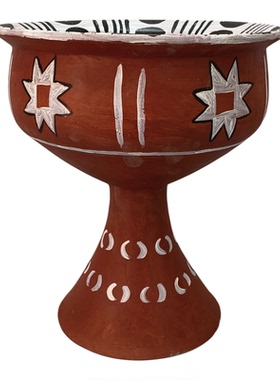 大汶口文化八角星纹陶豆摆件装饰