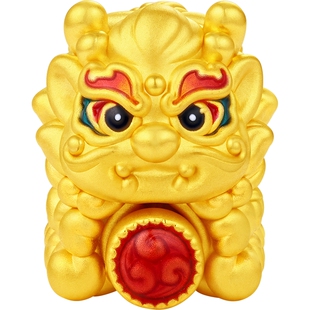 潮宏基故宫文化瑞兽黄金串珠足金转运珠5D硬金鎏彩麒麟可转动 X6