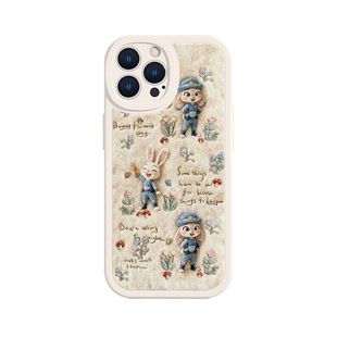 适用毛绒朱迪iPhone17pro小羊皮手机壳苹果16可爱15plus疯狂动物城14田园风air迪士尼周边13胡萝卜11/12/xs/x