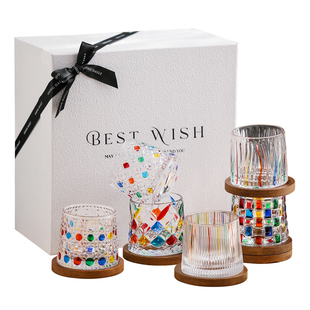 漫时光威士忌酒杯乔迁礼盒套装高档彩绘玻璃洋酒杯子新年礼物送礼