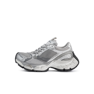 巴黎情侣款厚底订书机老爹鞋2024秋冬季新款做旧网面透气运动鞋女