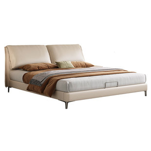 政府补贴DDC功能小象耳朵真皮床意式极简主卧双人床带三抽屉储物