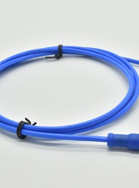 铁氟龙蓝色线24AWG*4芯M12 4P母插头注塑成线防水接头