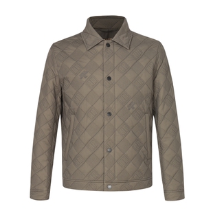 迪柯尼双D绿金棋盘格夹克棉服高端男士时尚通勤衬衫式外套男上衣