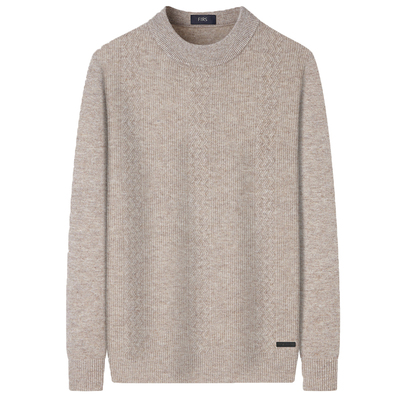 杉杉纯羊毛提花肌理圆领针织衫男