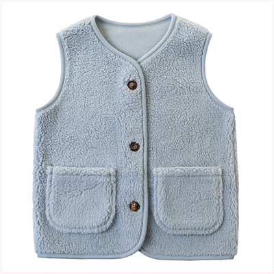 男童纯色保暖羊羔绒马甲