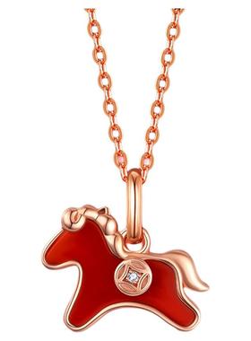 马上有钱】本命年小马项链金包银