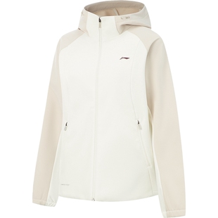 李宁外套女新款健身跑步风衣春秋长袖连帽上衣夹克开衫梭织运动服