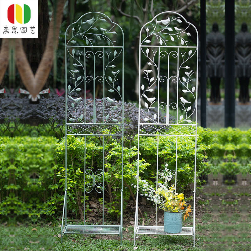室外铁艺带底座爬藤架户外庭院铁线莲花墙屏风攀爬牵引花架子靠墙